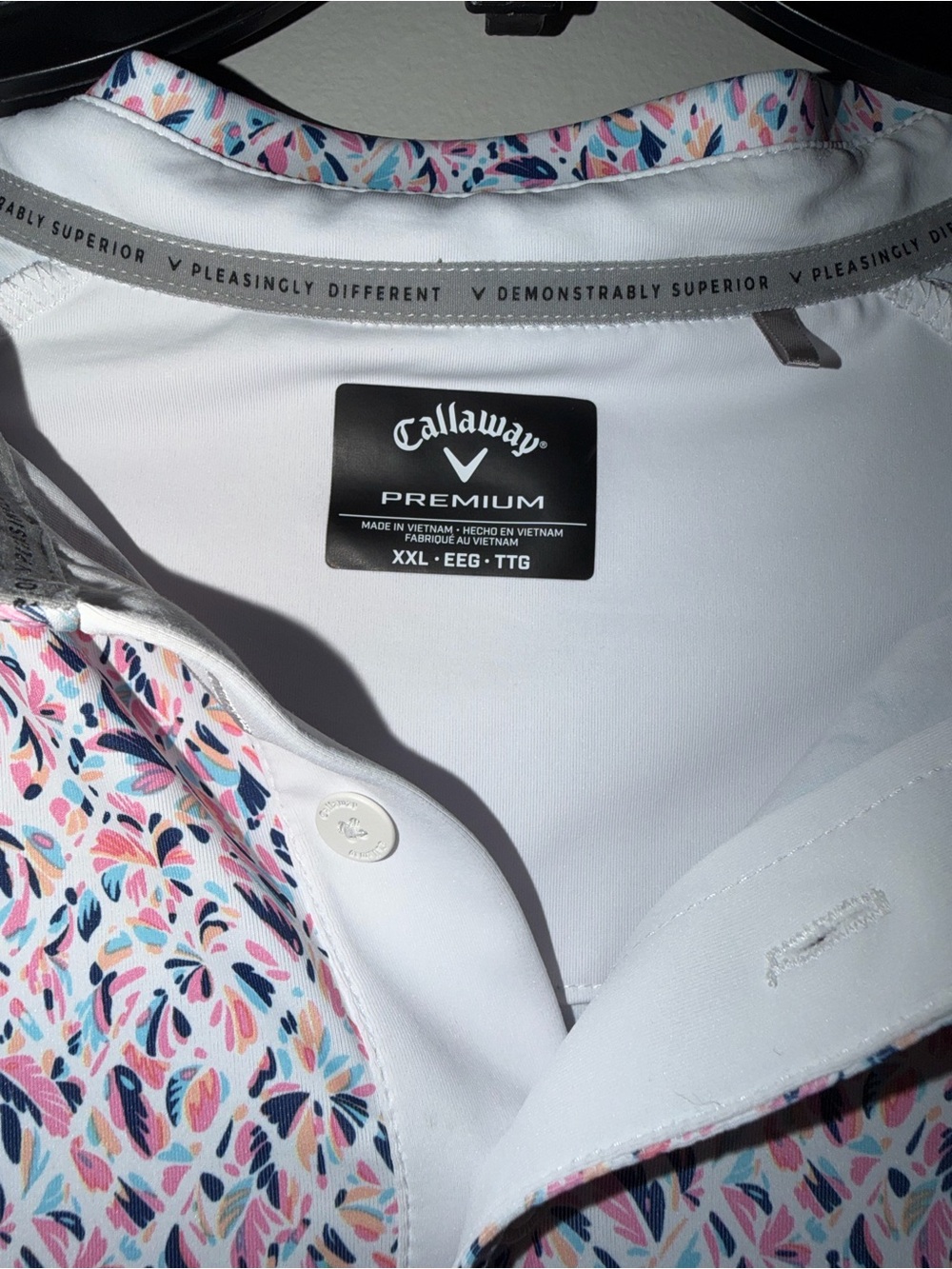 Callaway Men’s Pink Multi-Color Pattern Polo - Picture 2 of 2